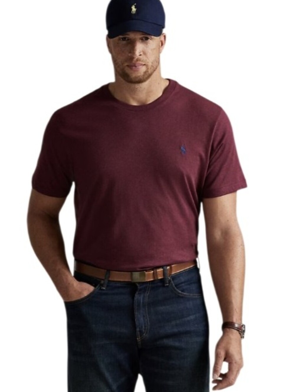 Polo Ralph Lauren Mens Cotton T Shirt Tee Size Medium Burgundy Maroon SS Preppy